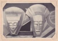 Georgette Klein Masken (Holz silbern bemalt) um 1930 unbekannter Standort